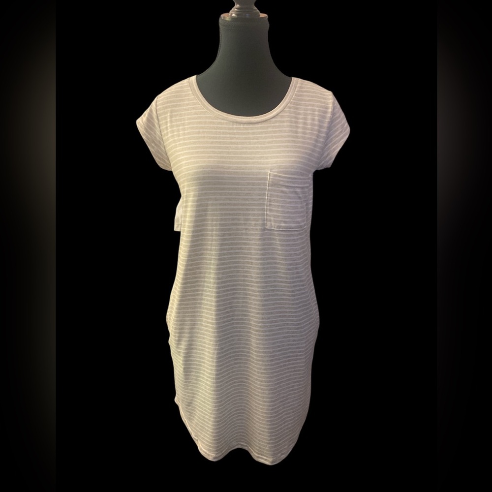 Nicole Miller Striped Gray T-Shirt Dress EUC S